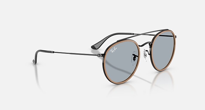 ROUND DOUBLE BRIDGE Sunglasses in Black and Blue - RB3647N 