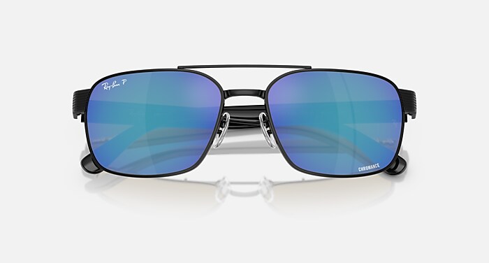 RB3751CH CHROMANCE Sunglasses in Black and Polar Grey Mirror Blue