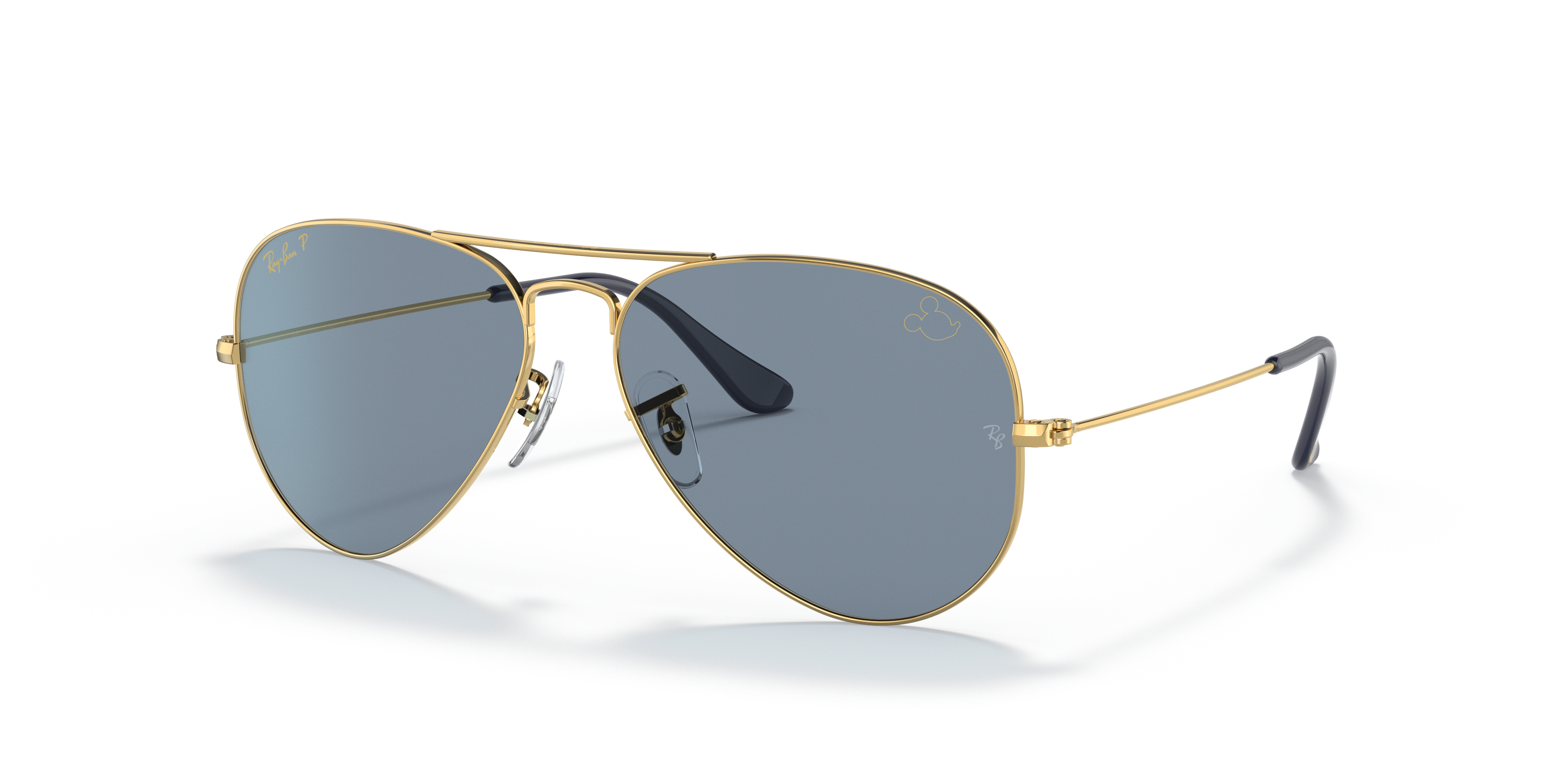 AVIATOR MICKEY WDW50 Polished Arista Gold Frame Blue Lenses 58-14