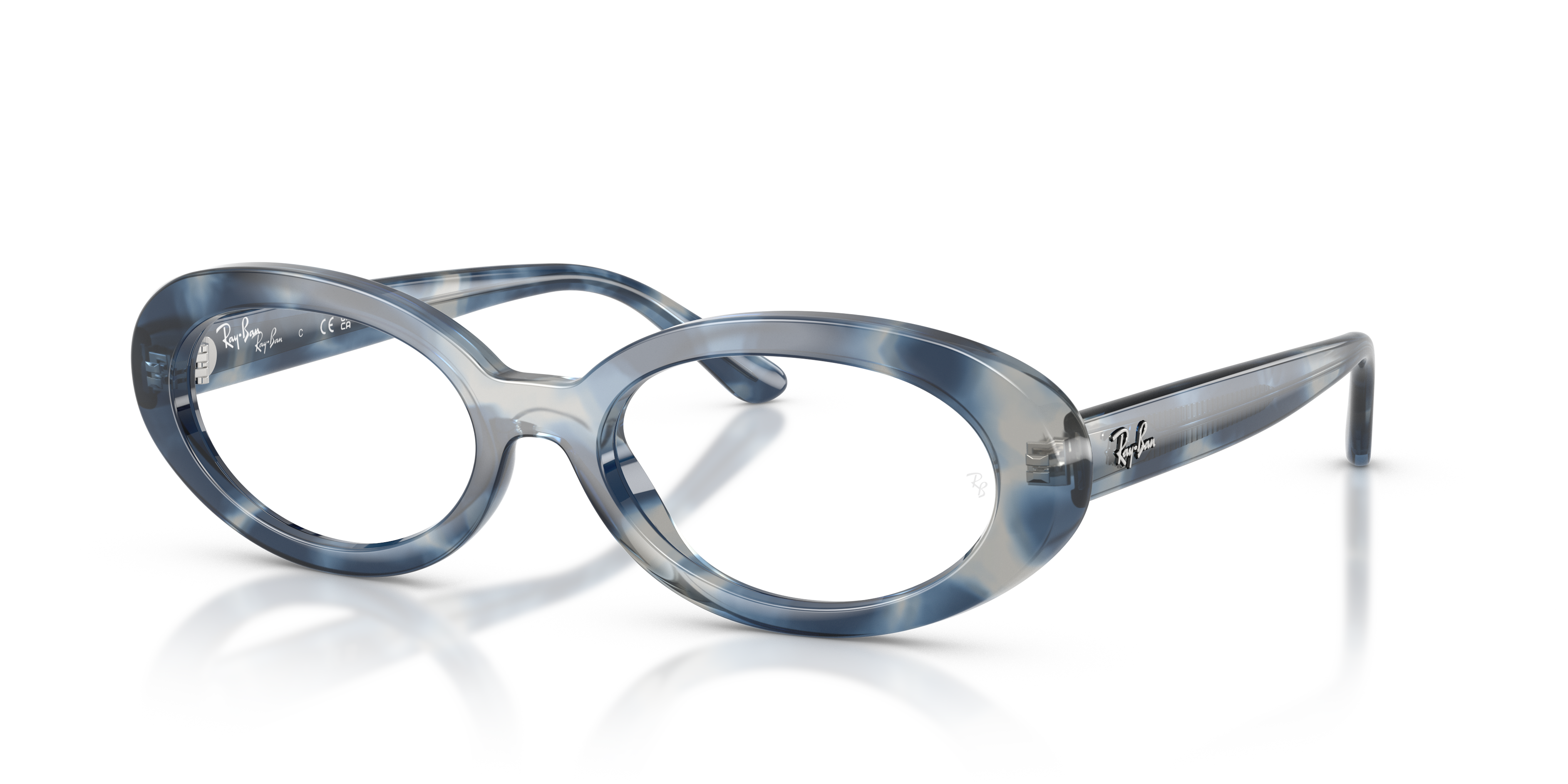 RB2223V OPTICS Polished Opal Blue Havana Frame Clear Lenses 52-19