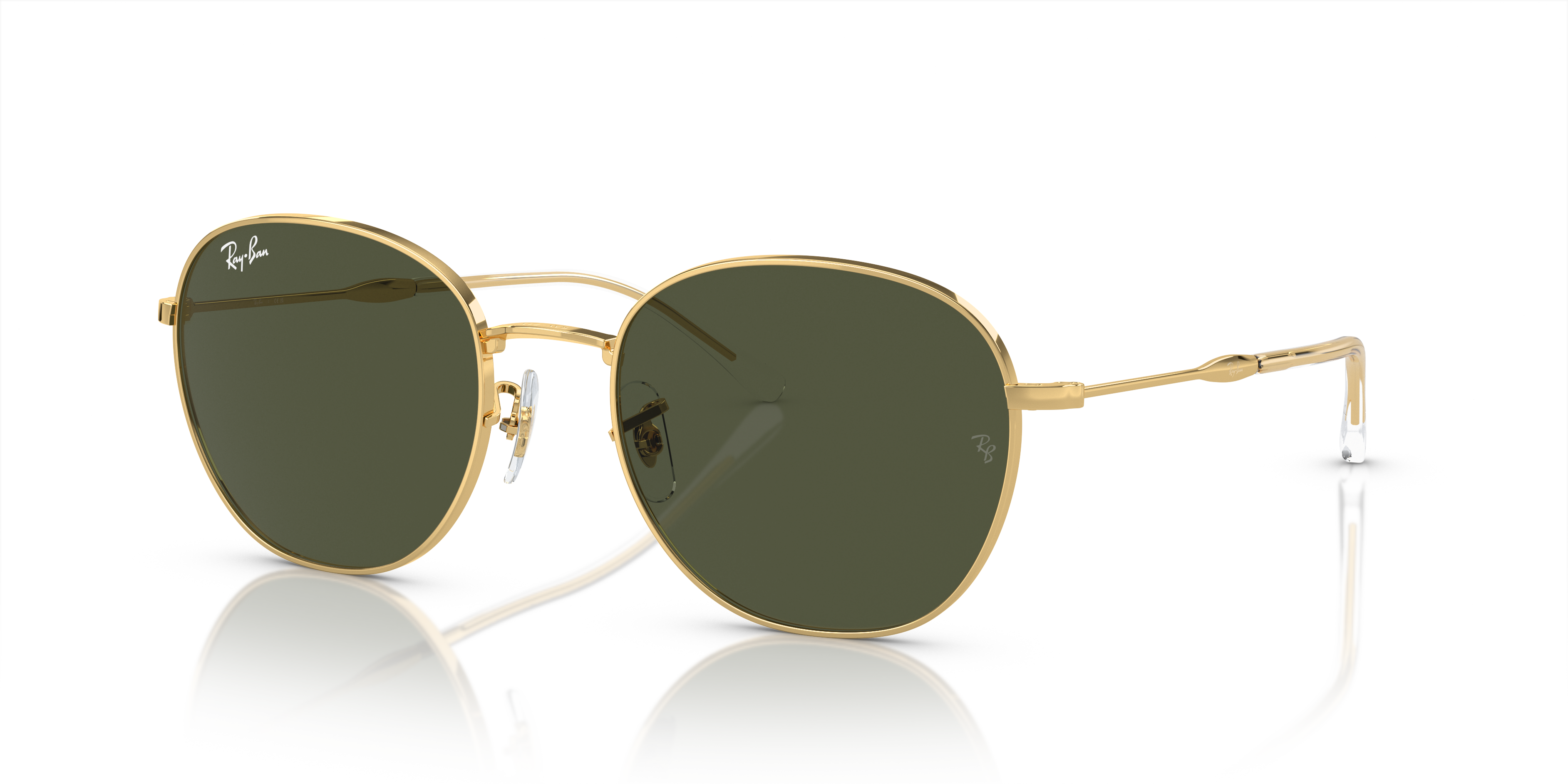 RB3809 Polished Arista Gold Frame Green Lenses 53-20