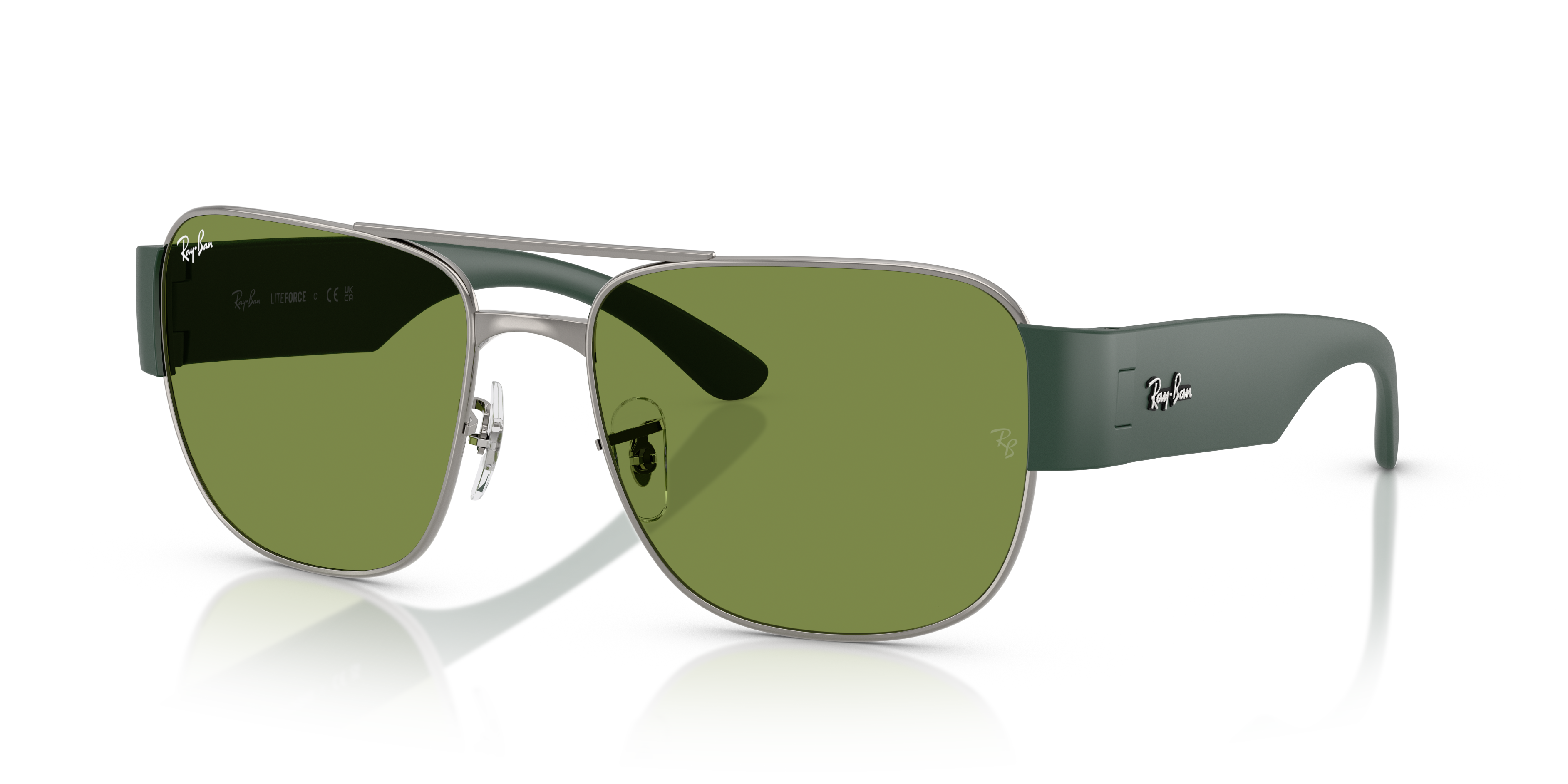 RB3756 Polished Gunmetal Frame Green Lenses 56-18