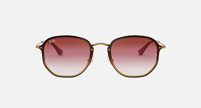 BLAZE HEXAGONAL Sunglasses in Gold and Dark Red Gradient Mirror