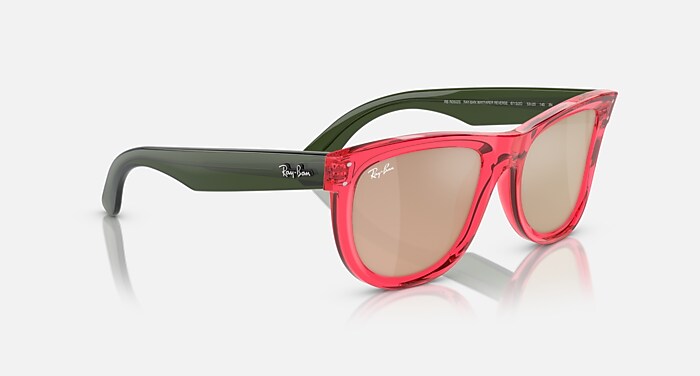 Ray-Ban Sunglasses Unisex Wayfarer Reverse Transparent Green Frame Gold  Lenses 53-20