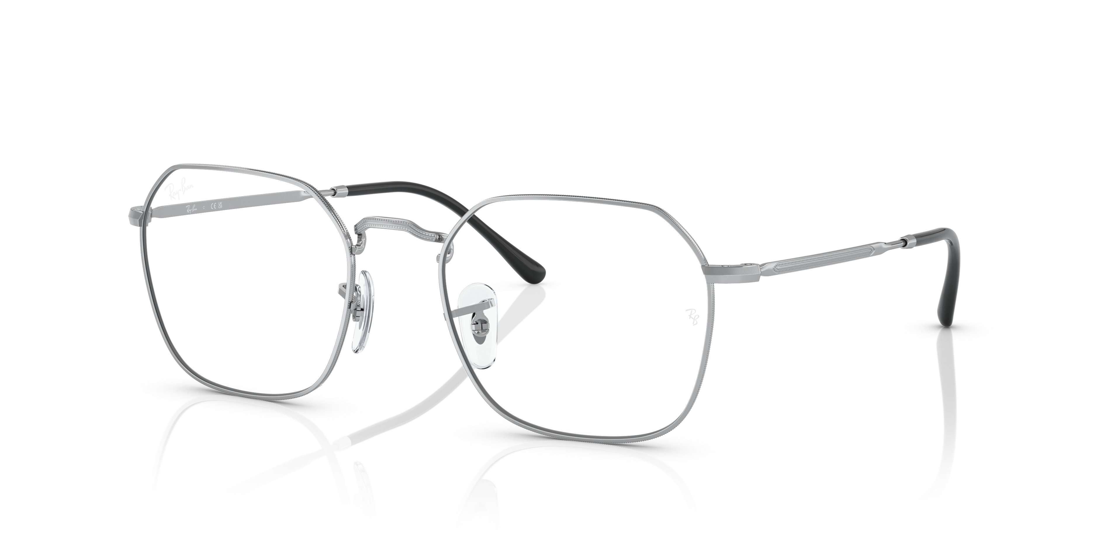 JIM OPTICS Polished Silver Frame Clear Lenses 51-20