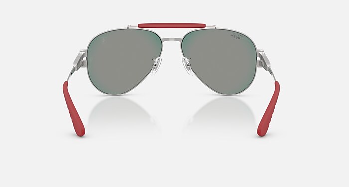 Ray-Ban Sunglasses Unisex Rb3762m Scuderia Ferrari Collection - Matte Silver/silver Frame Grey Lenses 58-14