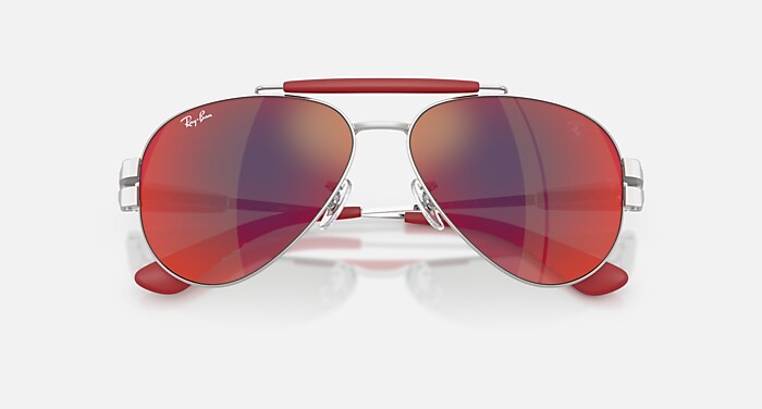 Ray-Ban Sunglasses Unisex Rb3762m Scuderia Ferrari Collection - Matte Silver/silver Frame Grey Lenses 58-14