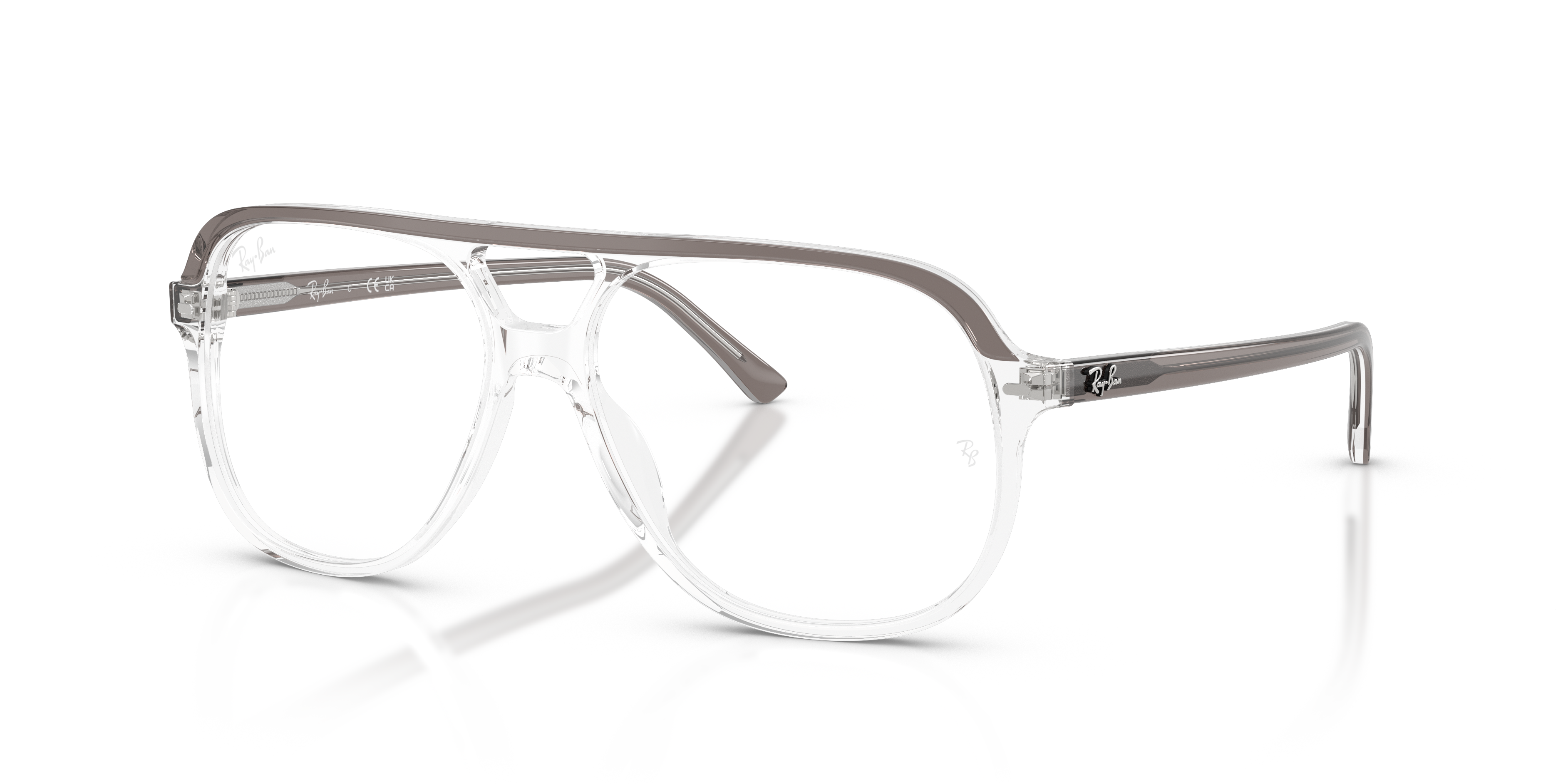 BILL OPTICS Polished Grey Transparent Frame Clear Lenses 56-14