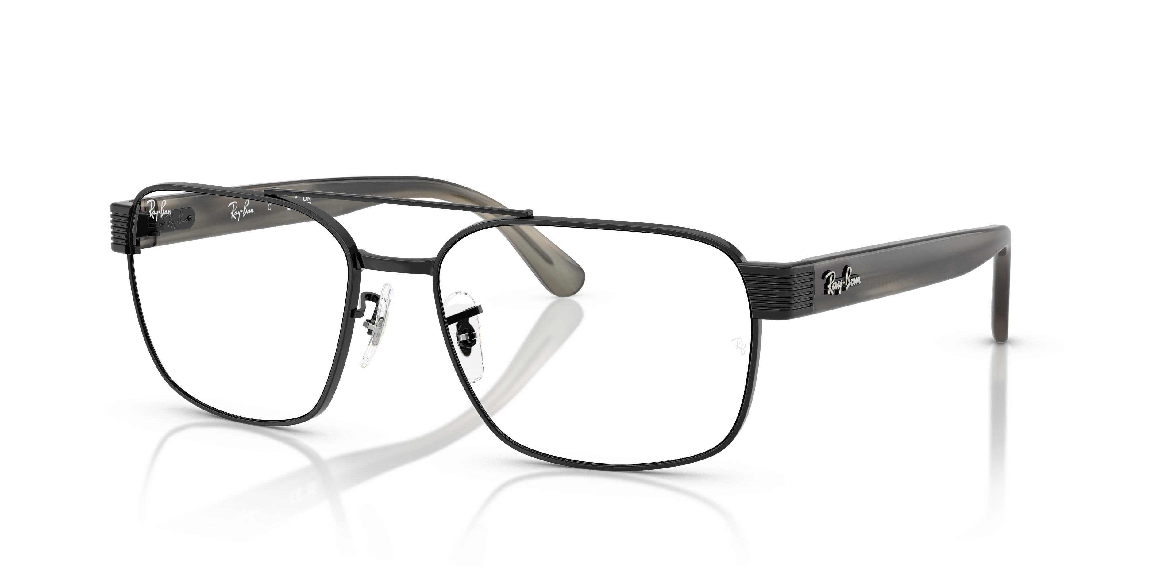 RB3751V OPTICS Polished Black Frame Clear Lenses 56-17