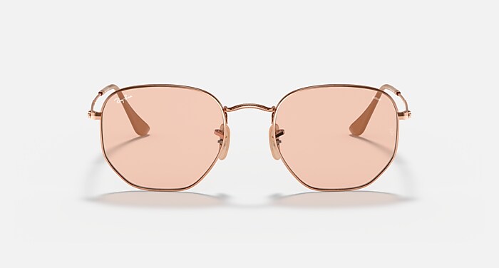 Women’s Ray Bans Hexagonal Sunglasses - Polished Copper Ray-Ban RB3548N Hexagonal Flat Lenses Sunglasses | LensCrafters main image 4