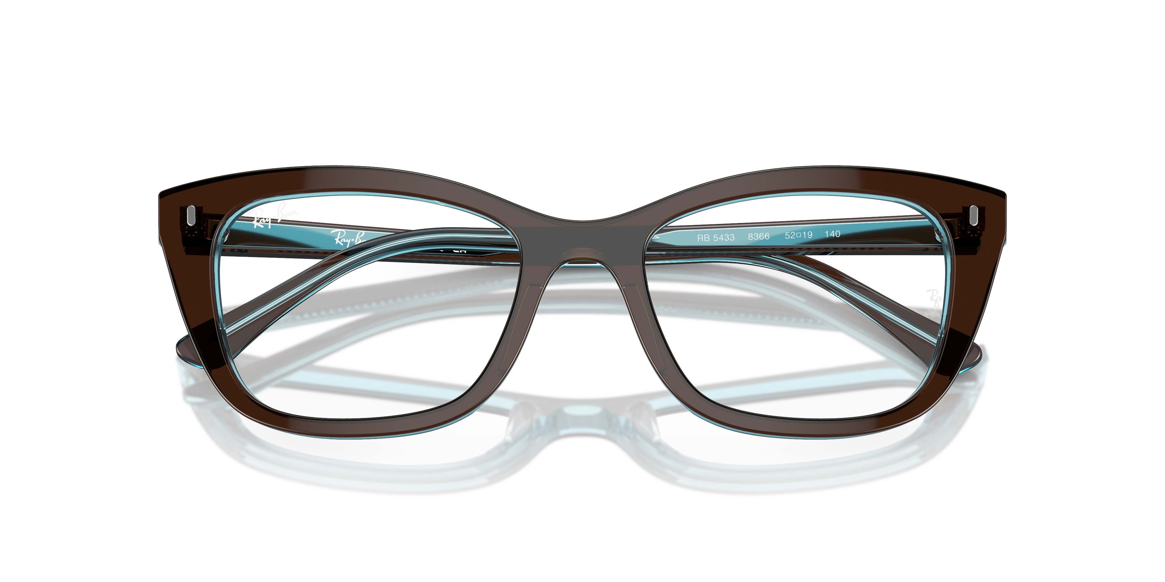 Ray-Ban Rb5433 Optics Eyeglasses Brown On Transparent Blue Frame Clear Lenses Polarized 50-19 189$