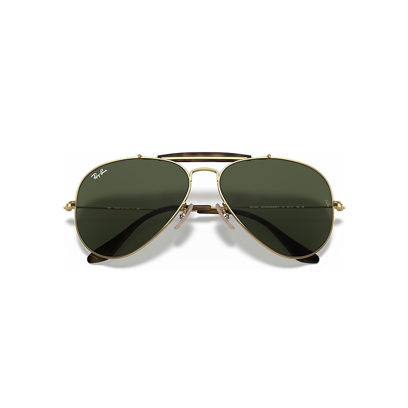 Ray-Ban Outdoorsman Havana Collection Sunglasses Arista Gold Frame Green Lenses 62-14