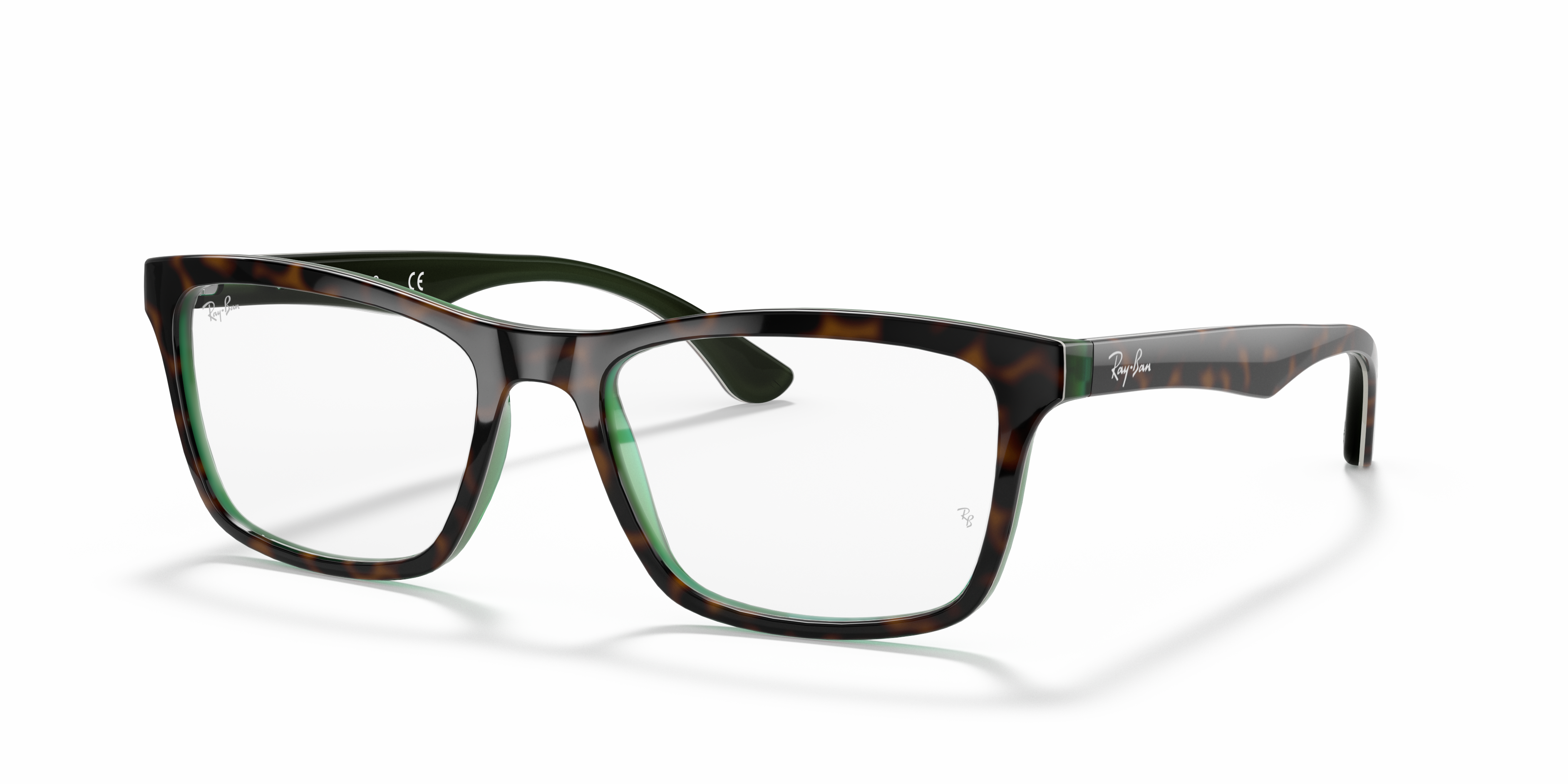 RB5279 OPTICS Polished Havana On Transparent Green Frame Clear Lenses 53-18