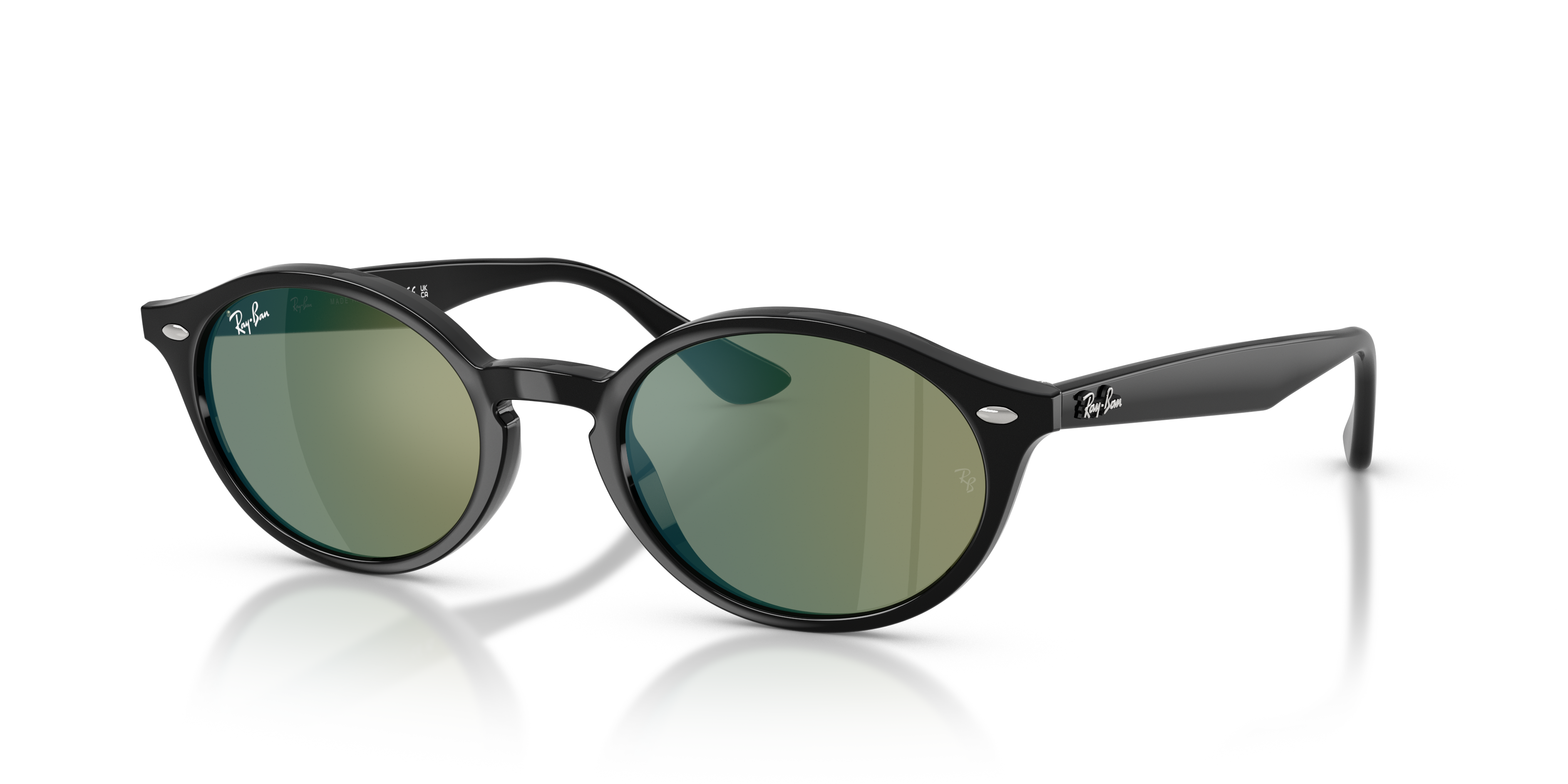 RB4315 Polished Black Frame Blue Lenses 51-21
