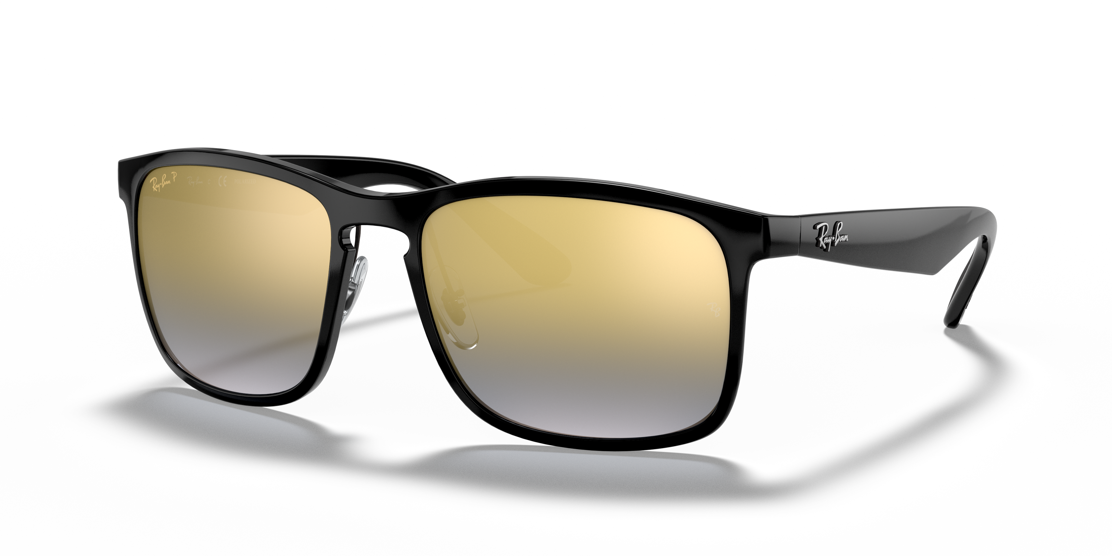 RB4264 CHROMANCE Polished Black Frame Blue Mirror Gold Gradient Lenses 58-18