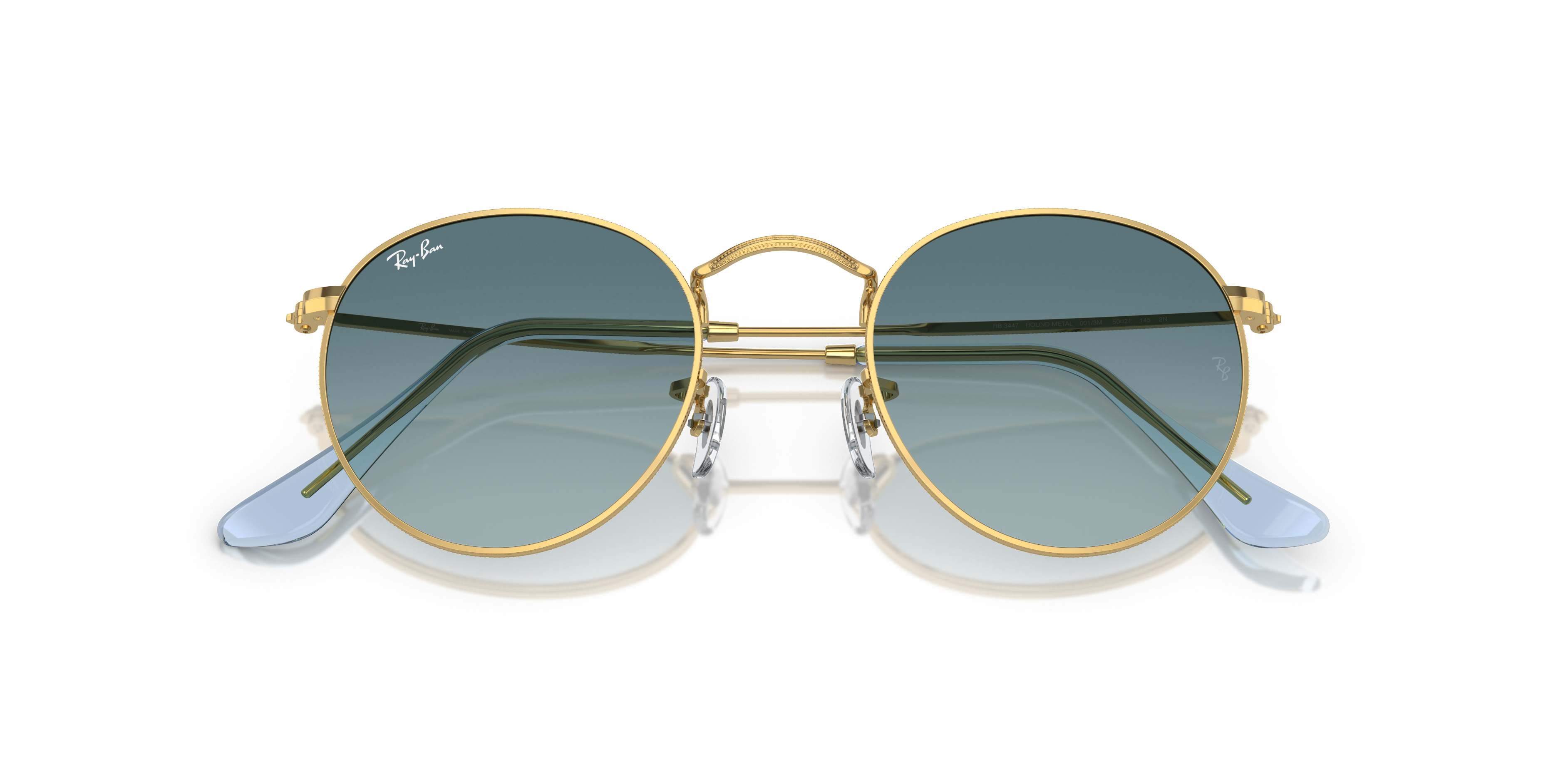 ☆送料無料☆RayBan ROUND L RB3447 001/3M ROUND METAL Sunglasses in Gold and Blue - RB3447 | Ray-Ban®