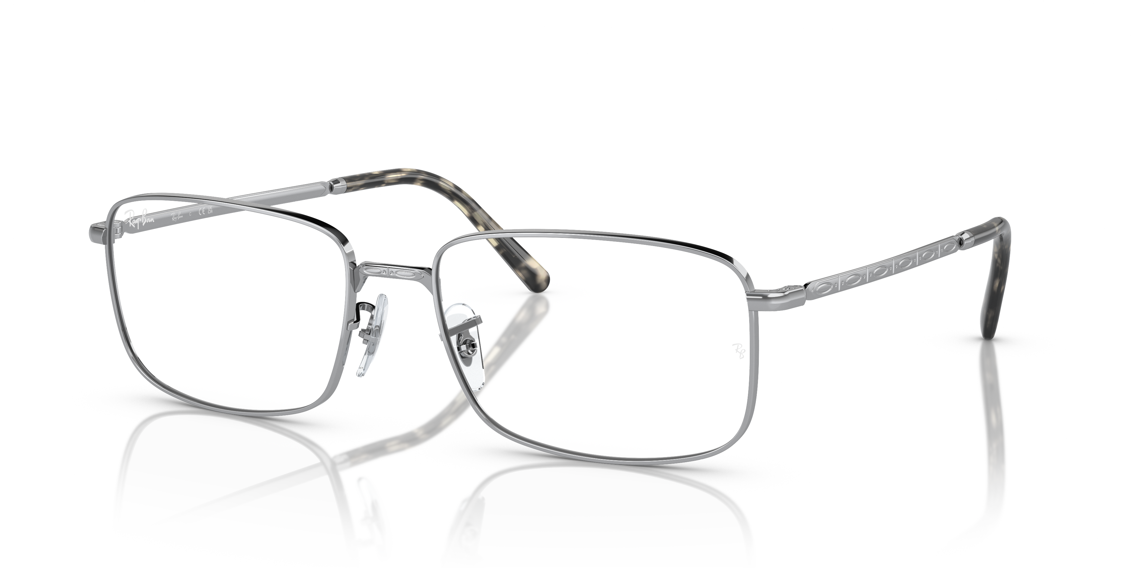 RB3717 OPTICS Polished Silver Frame Clear Lenses 57-18