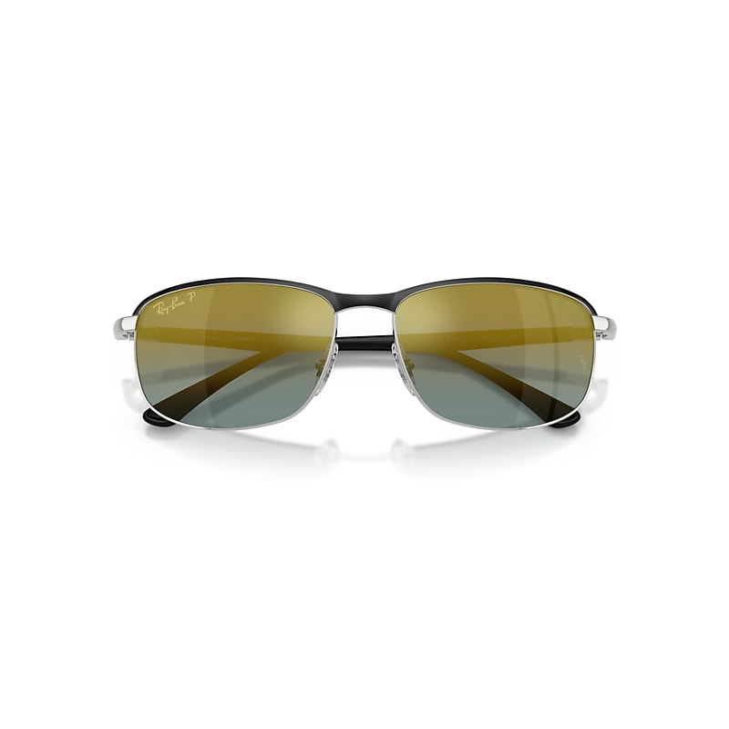 Ray Ban Rb3671ch Chromance Sunglasses Black Frame Gold Lenses Polarized 60-16 In Black