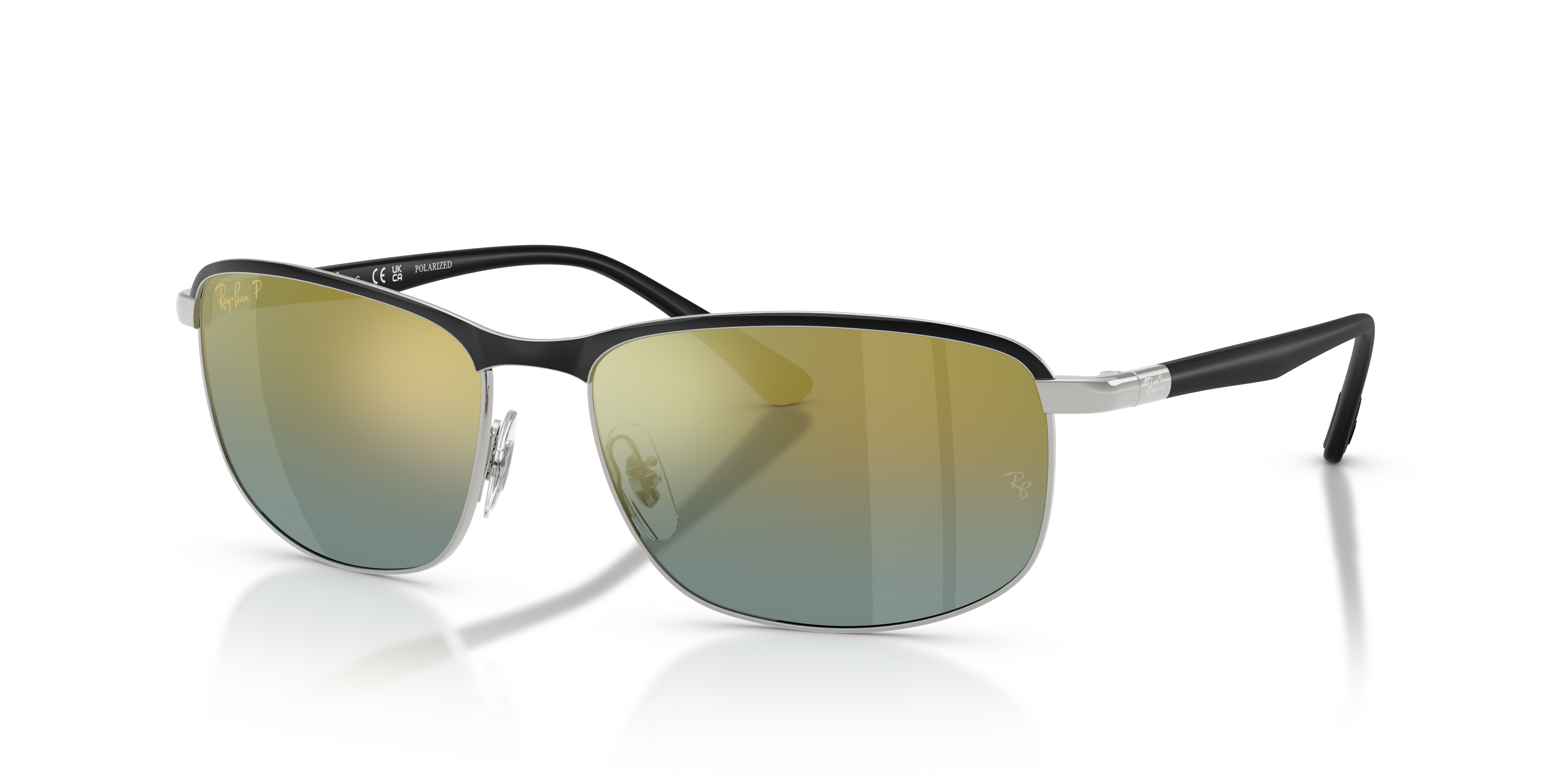 RB3671CH CHROMANCE Polished Black On Silver Frame Gradient Gold Lenses 60-16