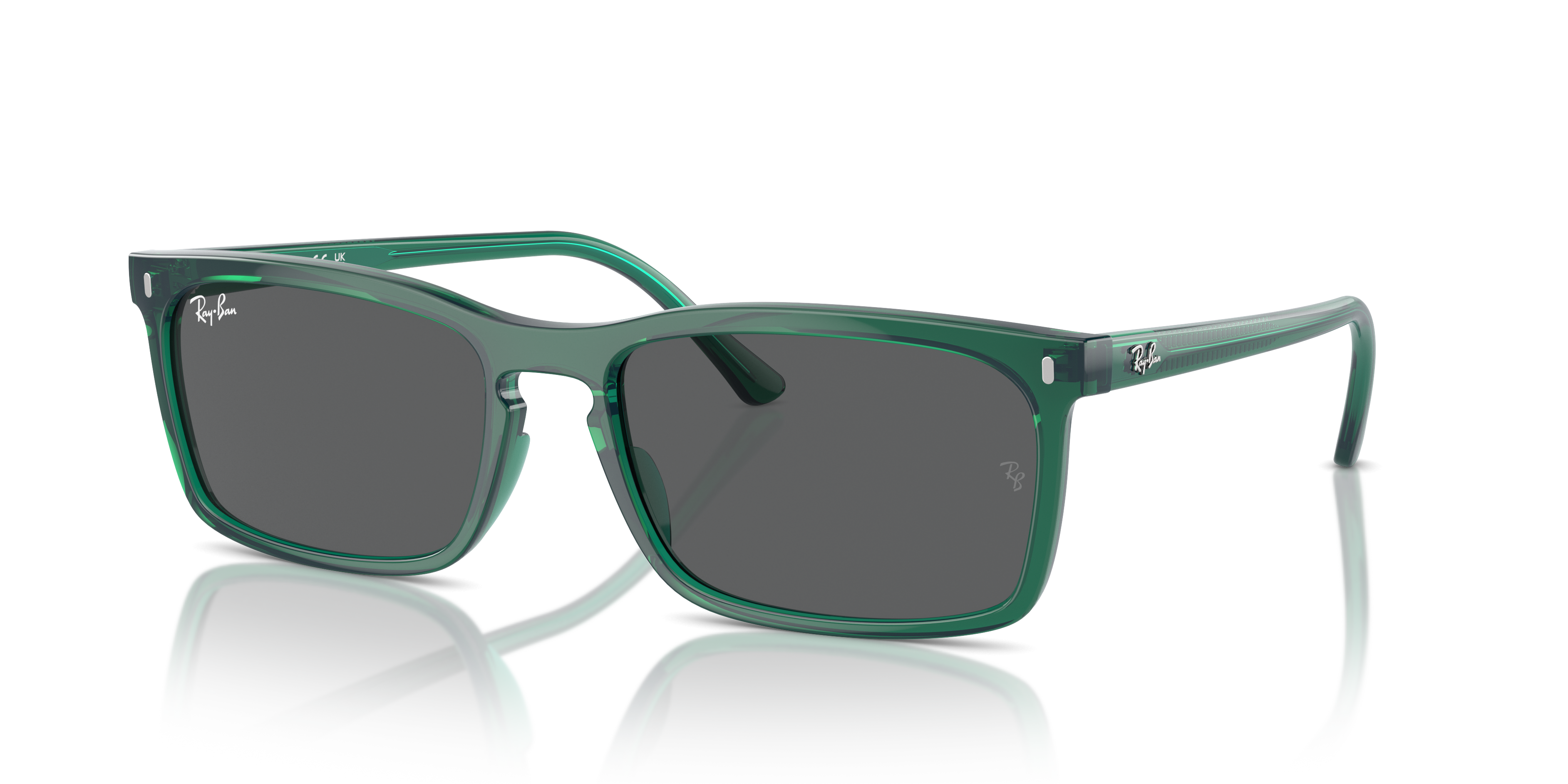 RB4435 Polished Transparent Green Frame Dark Grey Lenses 56-18