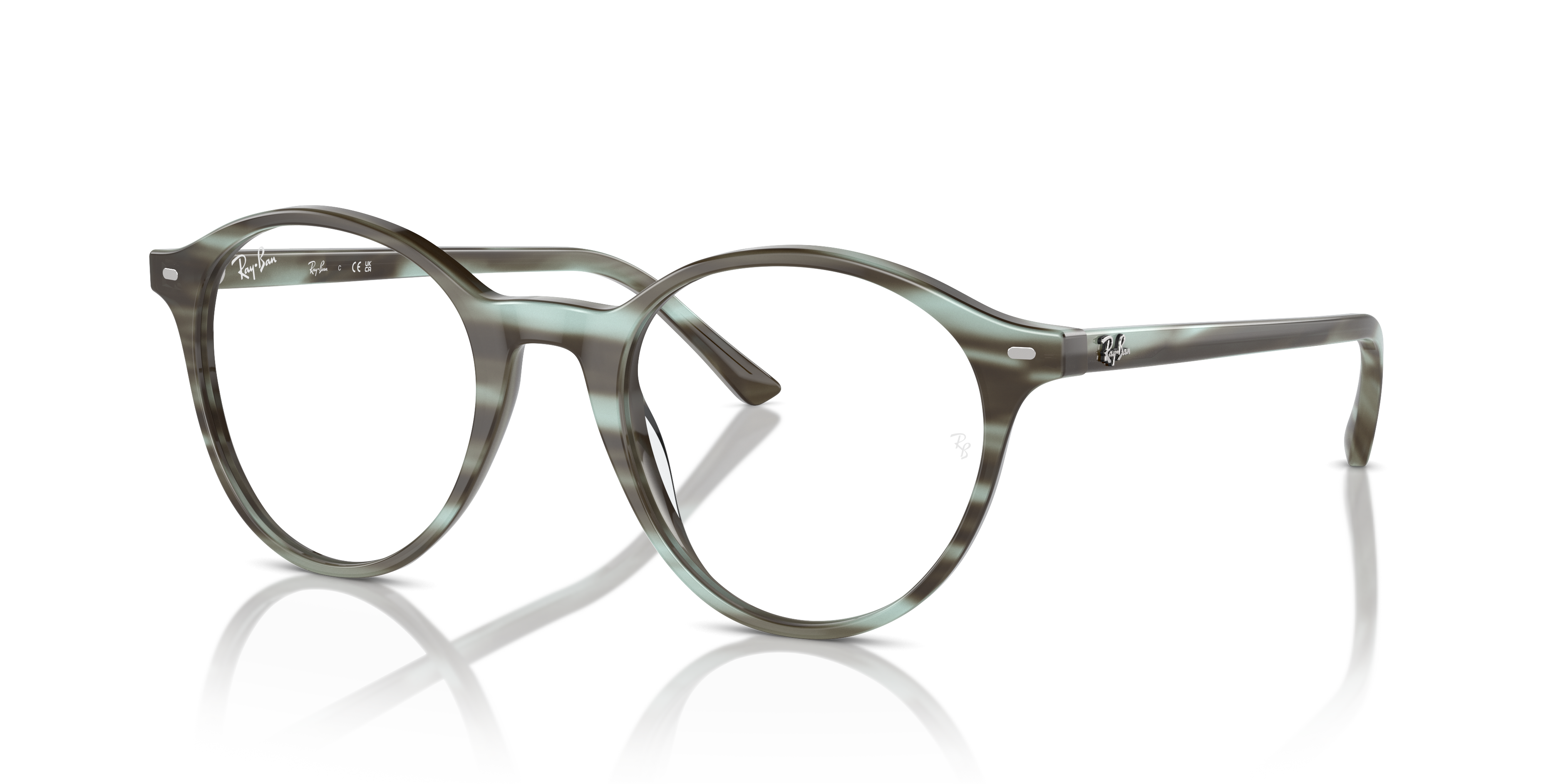 BERNARD OPTICS Polished Striped Green Frame Clear Lenses 51-21