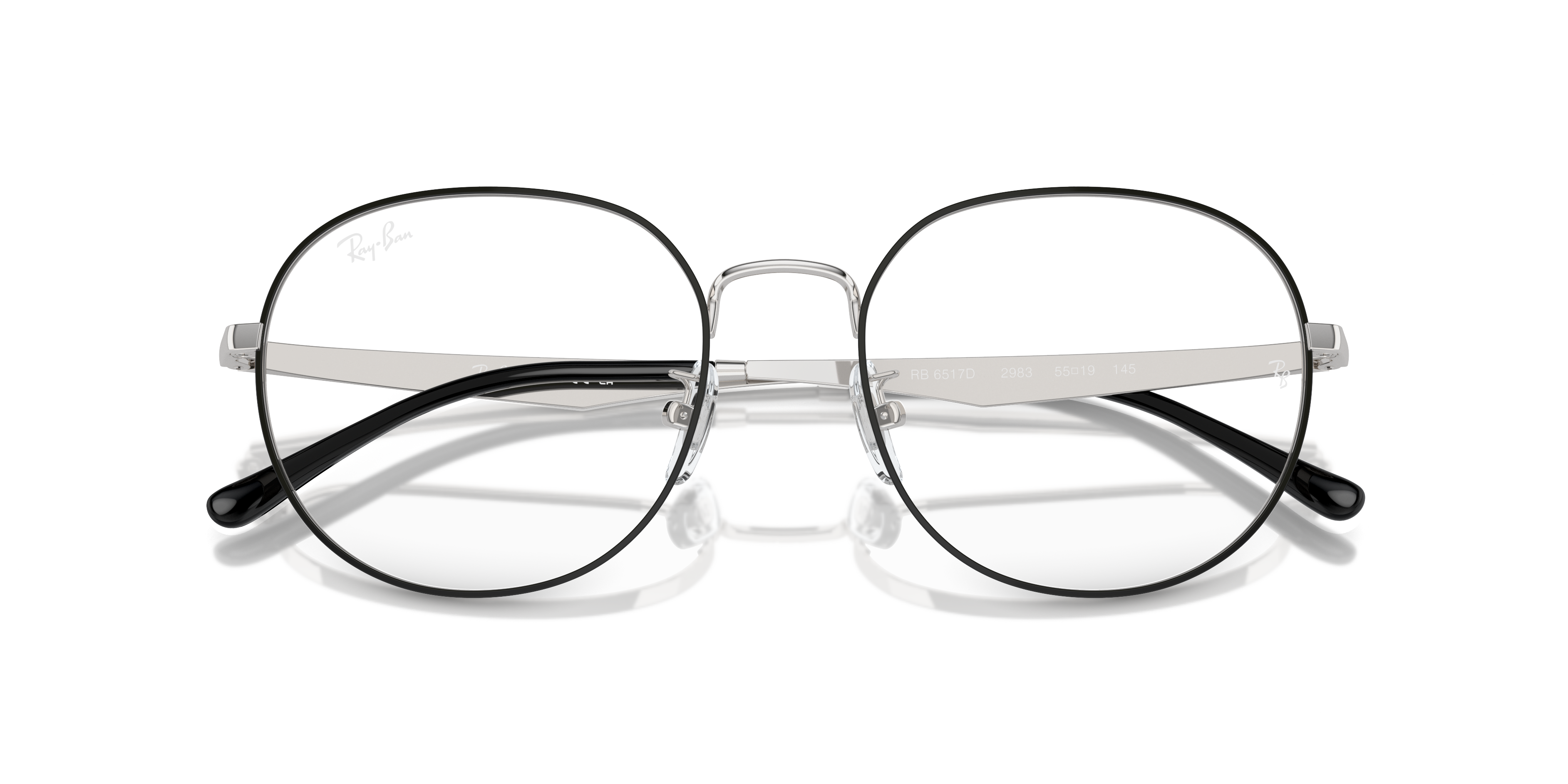 Ray-Ban Rb6517d Optics Eyeglasses Silver Frame Clear Lenses Polarized 55-19 165$
