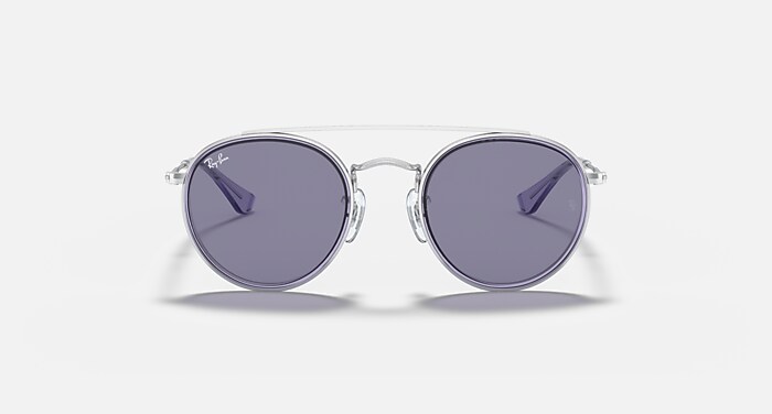 ROUND DOUBLE BRIDGE KIDS Sunglasses in Silver and Blue