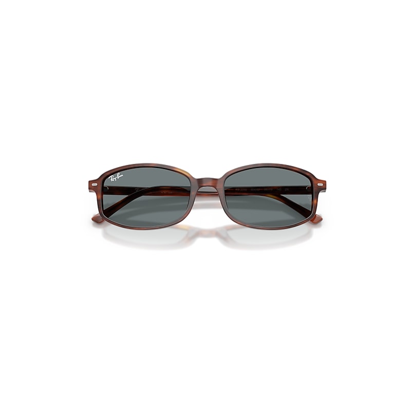 Ray Ban Sam Sunglasses Striped Havana Frame Blue Lenses 54-19 In Brown