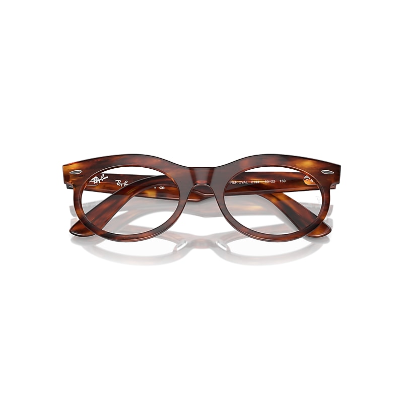 Ray-Ban Wayfarer Oval Optics Eyeglasses Striped Havana Frame Clear Lenses Polarized 53-22