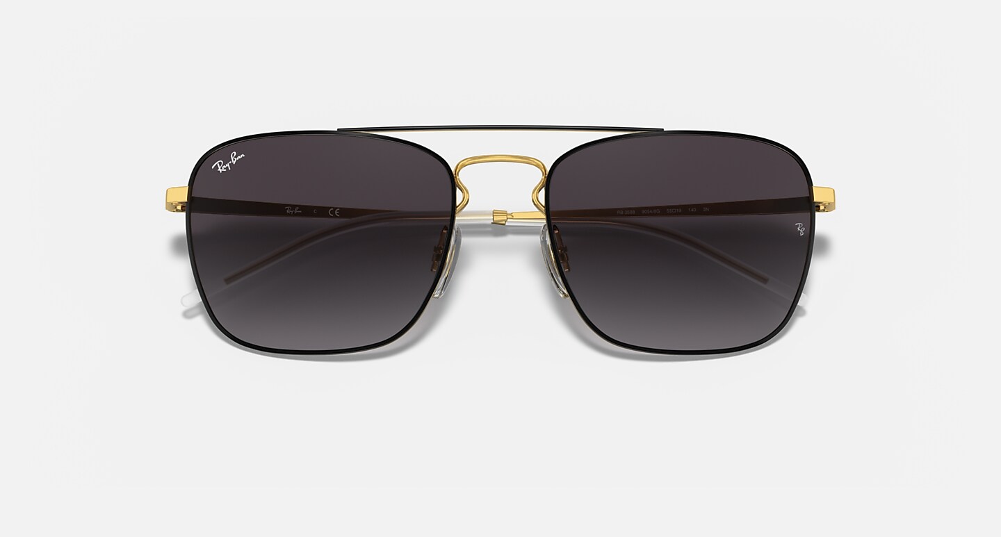 Ray-Ban Sunglasses Rb3588 Black On Gold Frame Grey Lenses