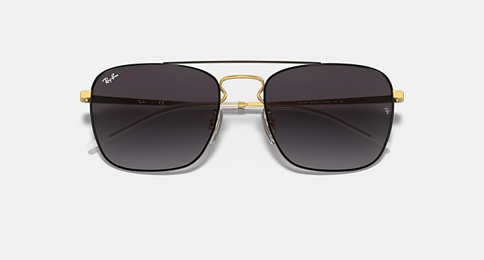 Ray-Ban Sunglasses Rb3588 Black On Gold Frame Grey Lenses
