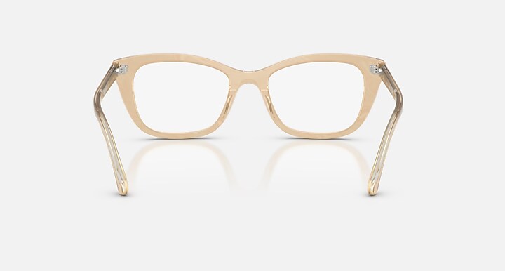 Ray-Ban Eyeglasses Woman Rb5433 Optics Change Prescription - Photo Waves Brown Frame Clear Lenses 52-19 Polarized