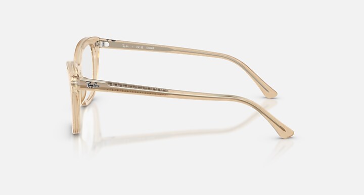 Ray-Ban Eyeglasses Woman Rb5433 Optics Change Prescription - Photo Waves Brown Frame Clear Lenses 52-19 Polarized