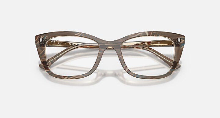 Ray-Ban Eyeglasses Woman Rb5433 Optics Change Prescription - Photo Waves Brown Frame Clear Lenses 52-19 Polarized