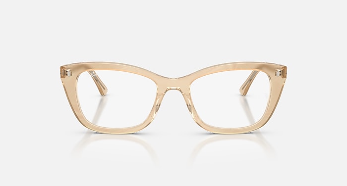 Ray-Ban Eyeglasses Woman Rb5433 Optics Change Prescription - Photo Waves Brown Frame Clear Lenses 52-19 Polarized