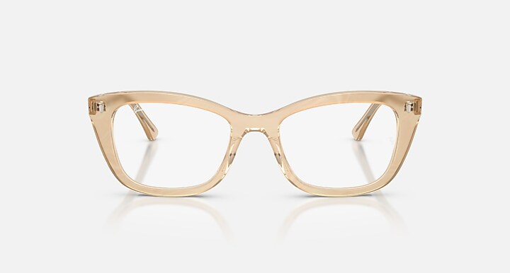 Ray-Ban Eyeglasses Woman Rb5433 Optics Change Prescription - Photo Waves Brown Frame Clear Lenses 52-19 Polarized