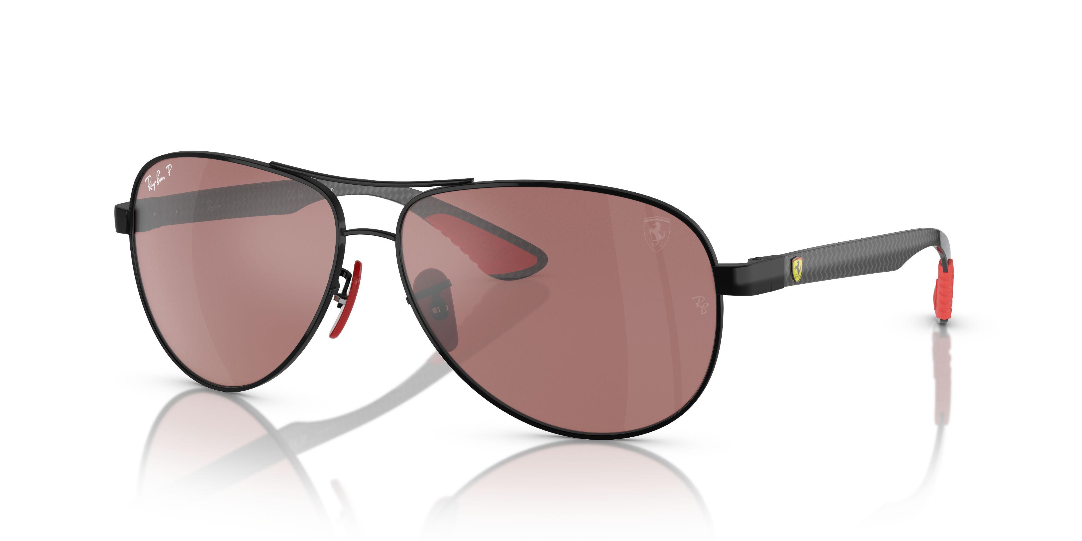RB8331M SCUDERIA FERRARI COLLECTION Polished Black Frame Purple/Silver Lenses 61-13