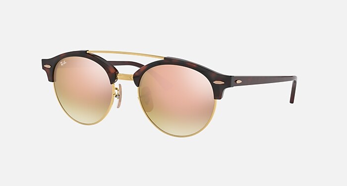 CLUBROUND DOUBLE BRIDGE Sunglasses in Red Havana and Copper  display picture 1