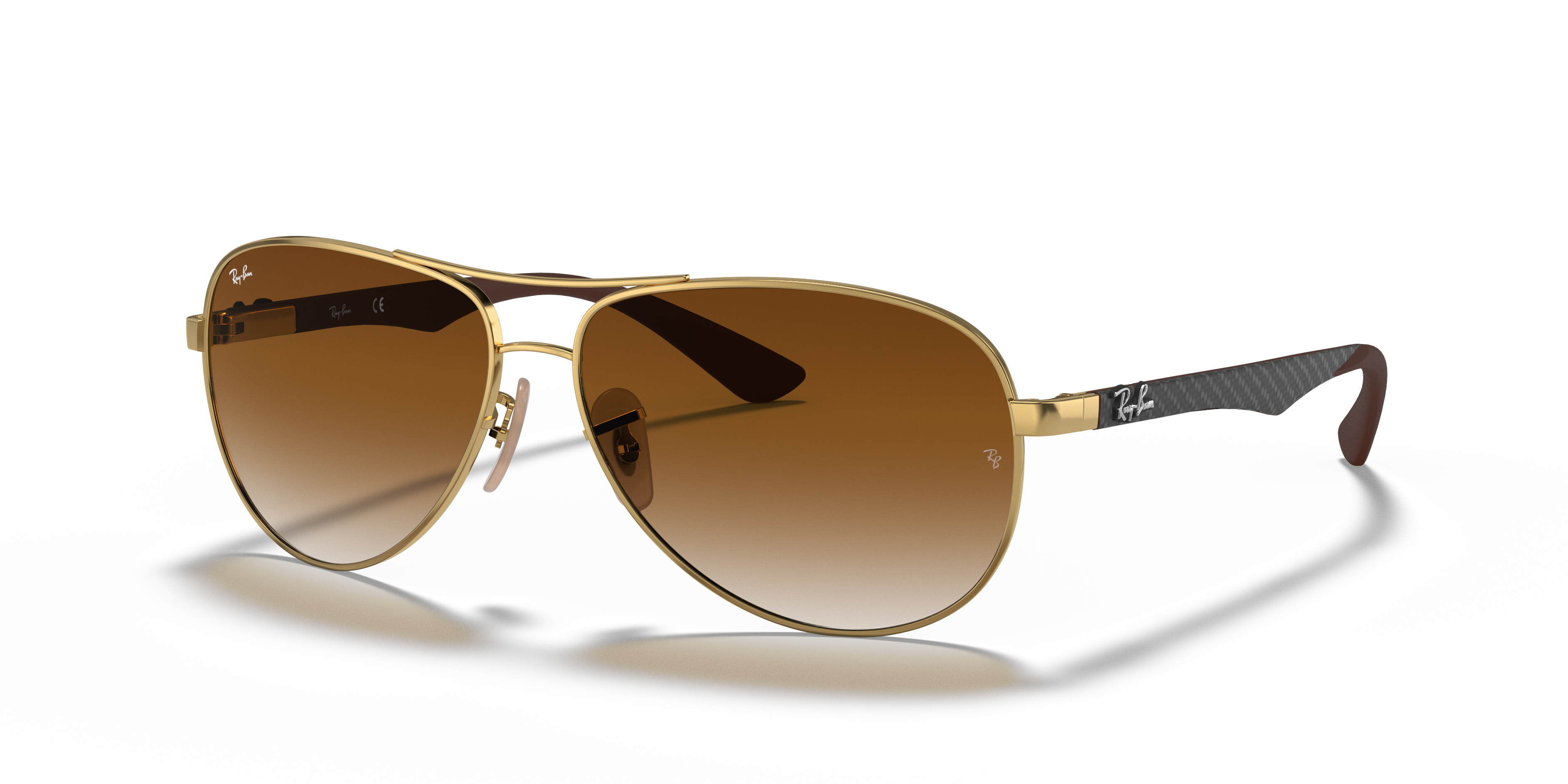 CARBON FIBRE Polished Arista Gold Frame Light Brown Gradient Lenses 61-13