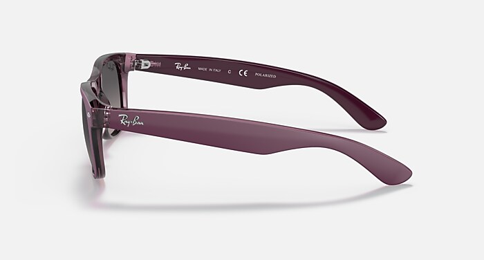 Ray-Ban Sunglasses Unisex New Wayfarer Classic - Violet On Transparent Violet Frame Grey Lenses 52-18 Polarized