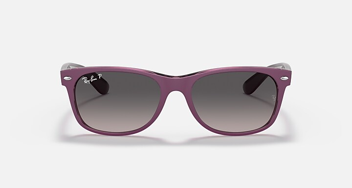 Ray-Ban Sunglasses Unisex New Wayfarer Classic - Violet On Transparent Violet Frame Grey Lenses 52-18 Polarized