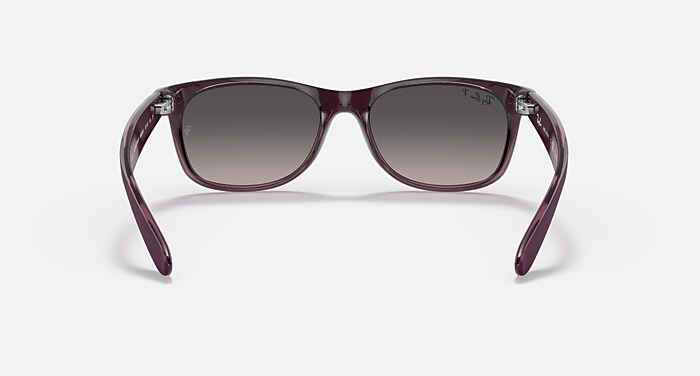 Ray-Ban Sunglasses Unisex New Wayfarer Classic - Violet On Transparent Violet Frame Grey Lenses 52-18 Polarized