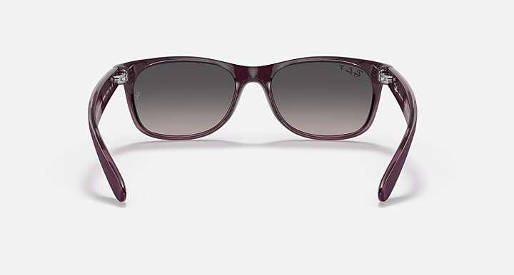 Ray-Ban Sunglasses Unisex New Wayfarer Classic - Violet On Transparent Violet Frame Grey Lenses 52-18 Polarized