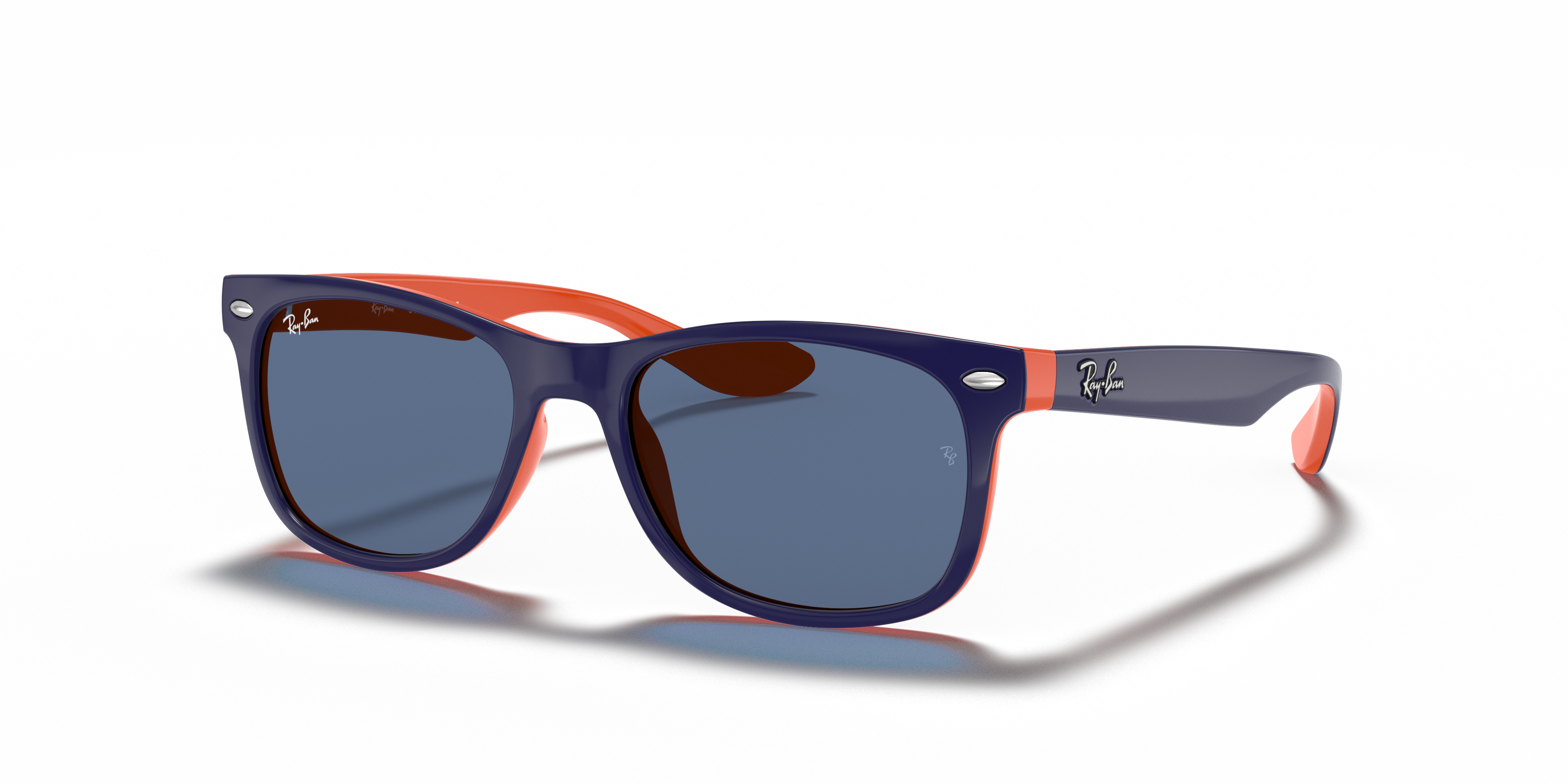 NEW WAYFARER KIDS Polished Blue On Orange Frame Blue Lenses 47-15