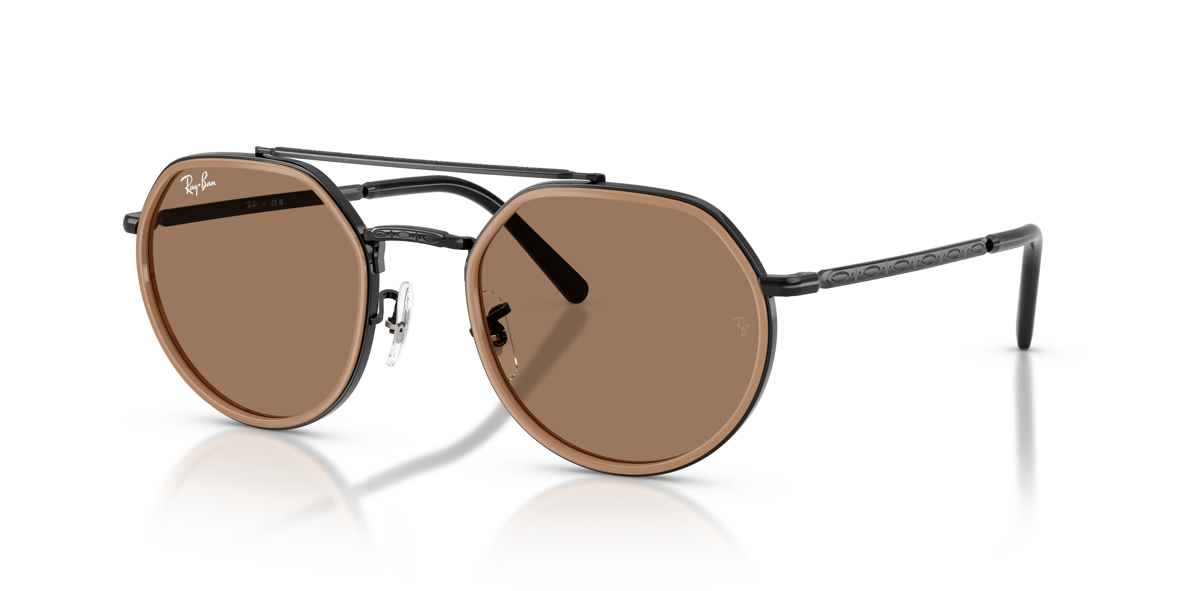 RB3765 Polished Black Frame Brown Lenses 53-22