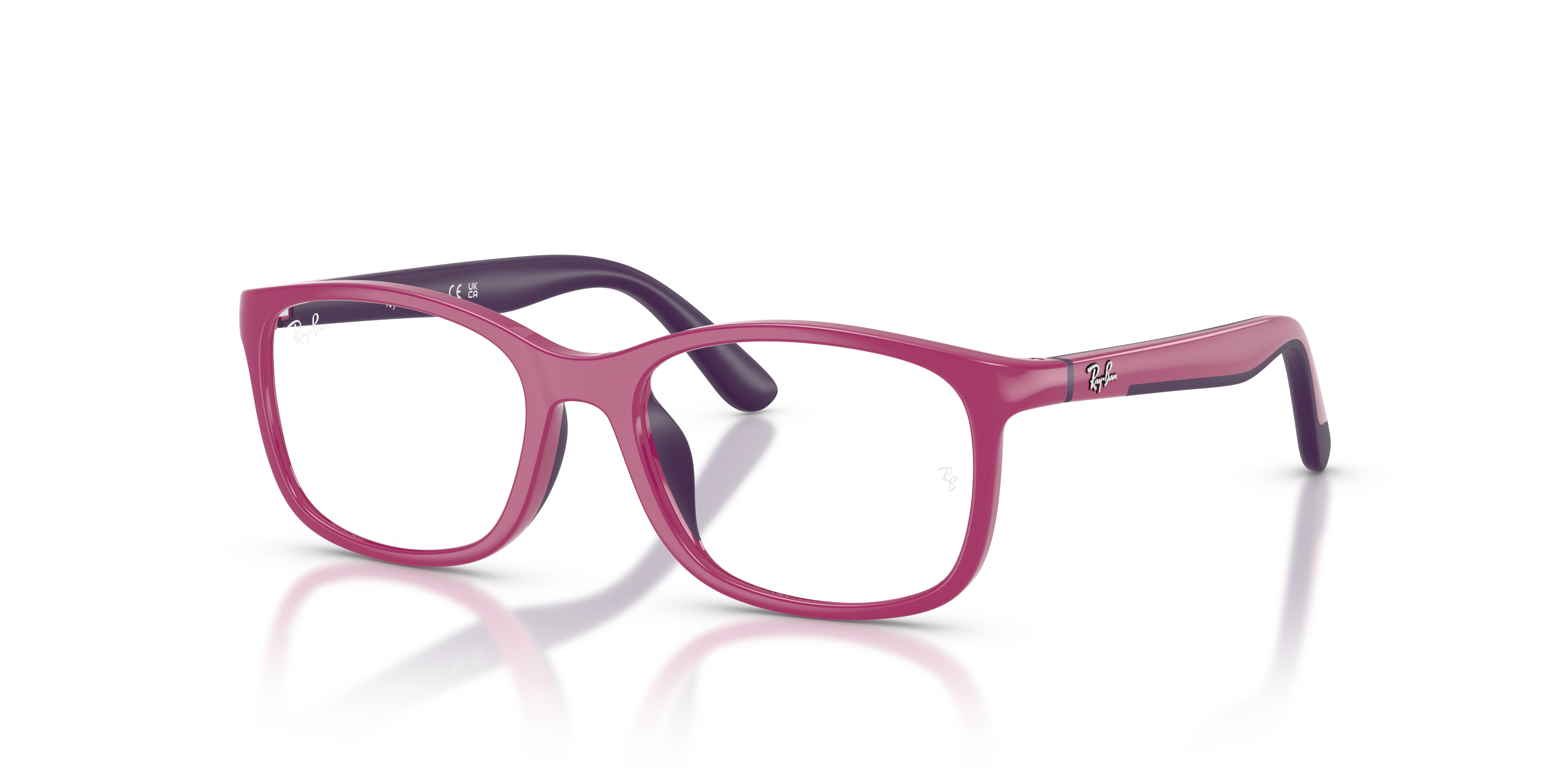 RB1644 OPTICS KIDS BIO-BASED Polished Fucsia On Rubber Violet Frame Clear Lenses 46-16