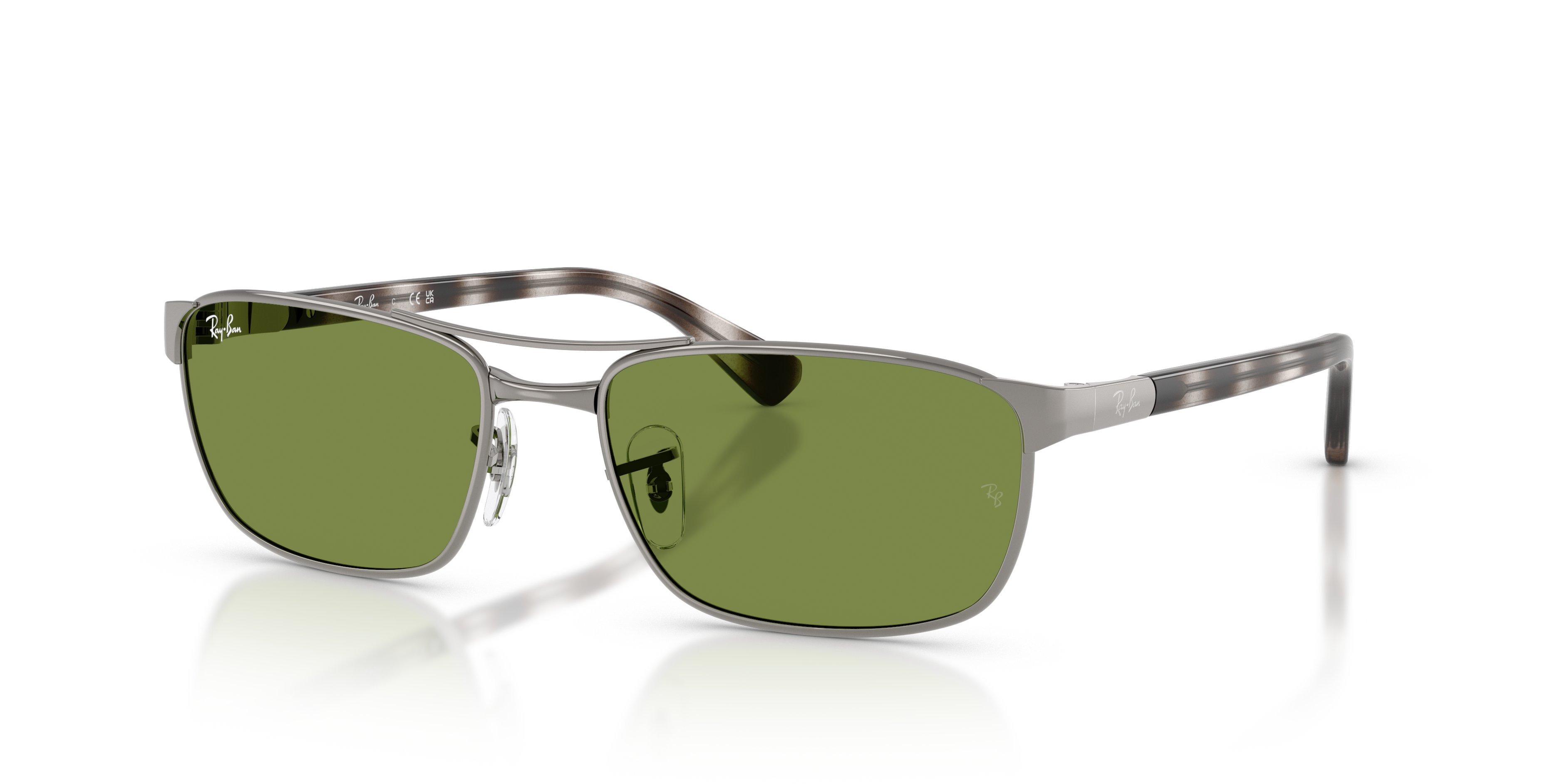RB3778 Polished Gunmetal Frame Green Lenses 60-18
