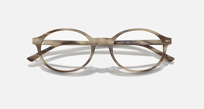 Ray-Ban Eyeglasses Unisex German Optics Prescription - Striped Beige Frame Clear Lenses 51-20 Polarized