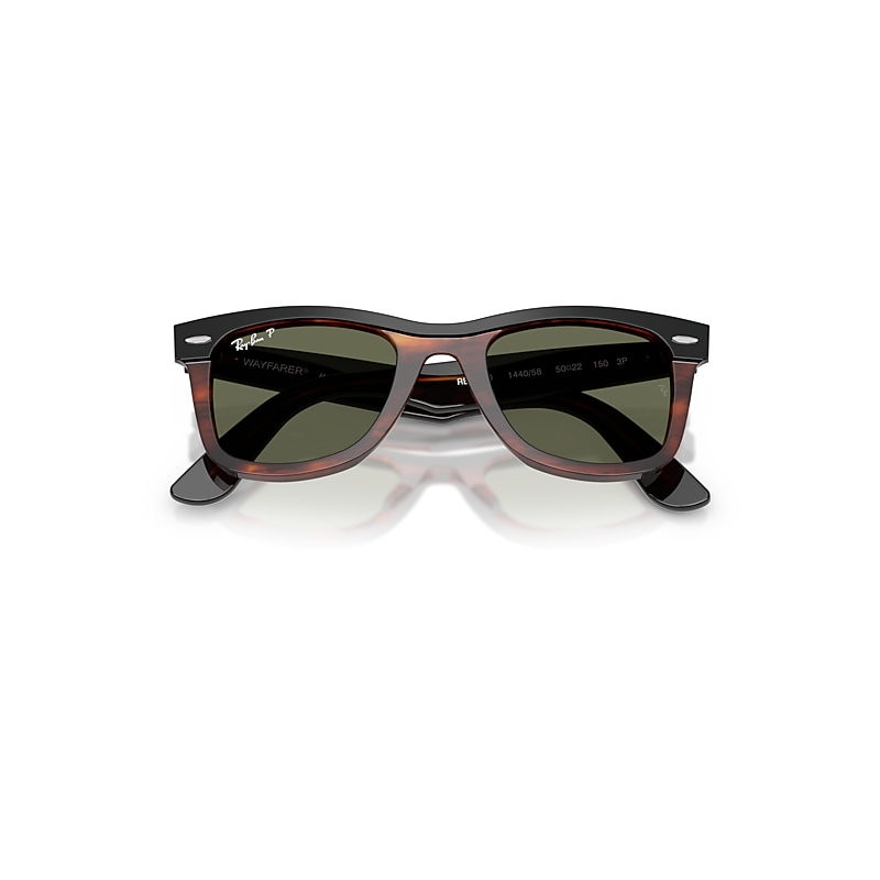 Ray Ban Wayfarer Street Neat Sunglasses Black On Havana Frame Green Lenses Polarized 50-22