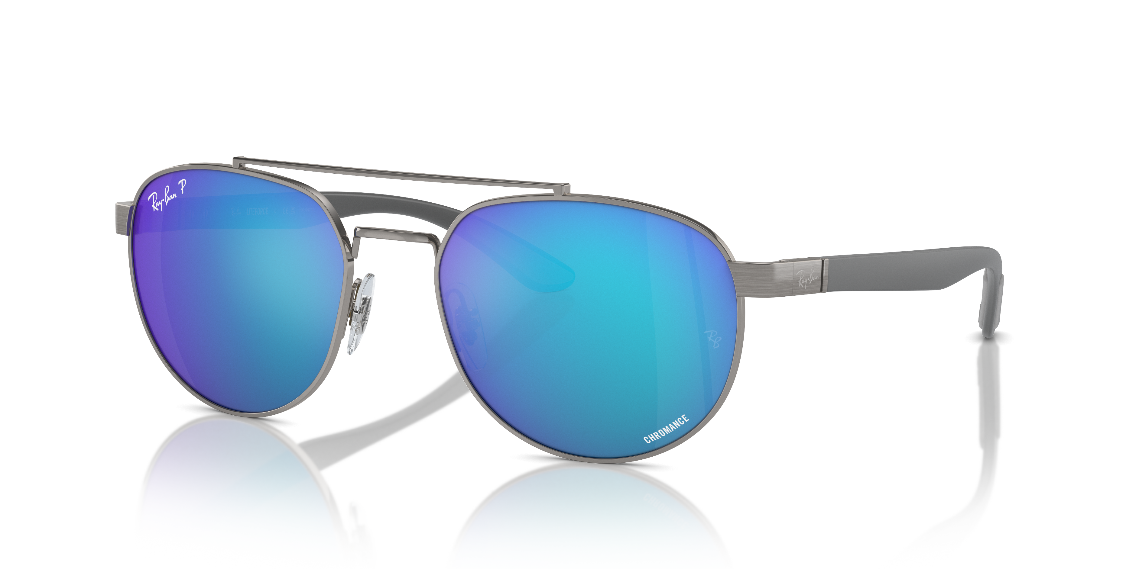 RB3736 CHROMANCE Polished Gunmetal Frame Green & Blue Lenses 56-19